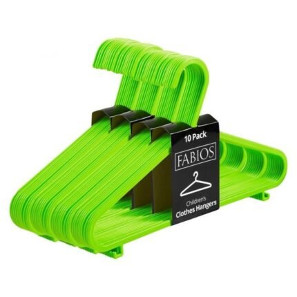 40 x Green Plastic Children’s Clothes Hangers with Shoulder Notches – 29cm