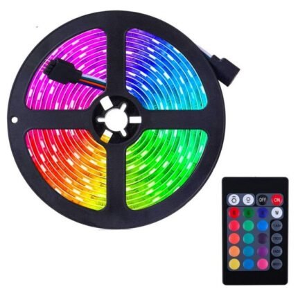 5M RGB LED Colour Changing 150 LED Strip Light + White 24 Key Controller