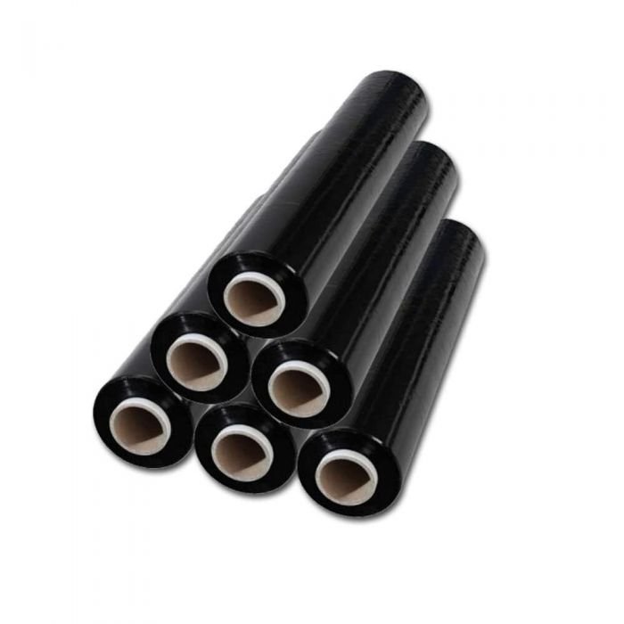 6 Rolls Stretch Film Pallet Wrap Black 400mm x 110m 17 microns