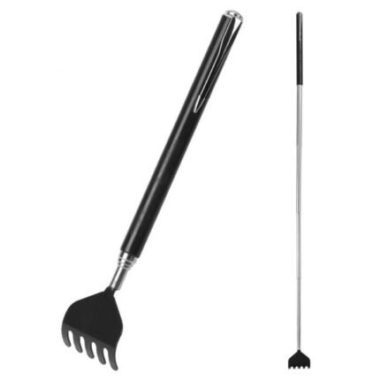 Telescopic Extendable Handy Portable Back Scratcher Metal Rake – Black