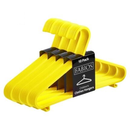 40 x Yellow Plastic Children’s Clothes Hangers with Shoulder Notches – 29cm