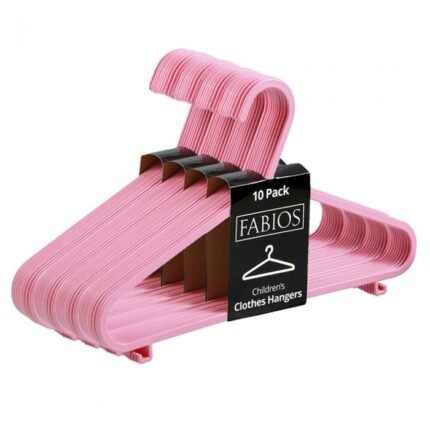 40 x Pink Plastic Children’s Clothes Hangers with Shoulder Notches – 29cm