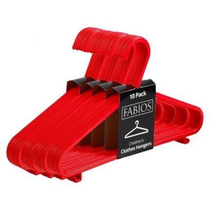 40 x Red Plastic Children’s Clothes Hangers with Shoulder Notches – 29cm