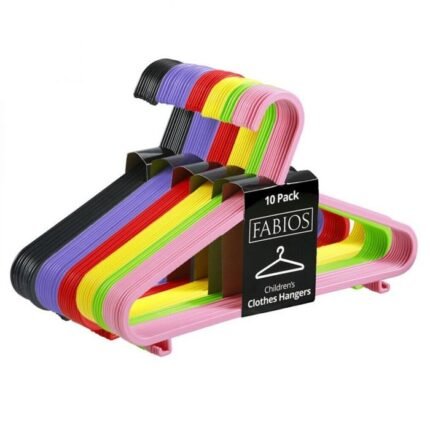 60 x Multicolour Plastic Children’s Clothes Hangers with Shoulder Notches – 29cm