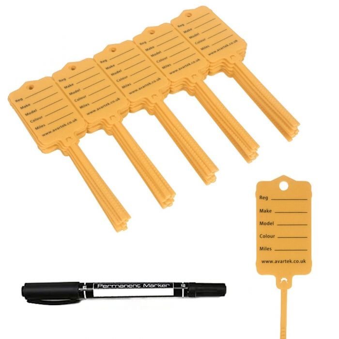 100 Self Locking Key Tags Keytags Garages Car Sales Workshops Caravans - Orange