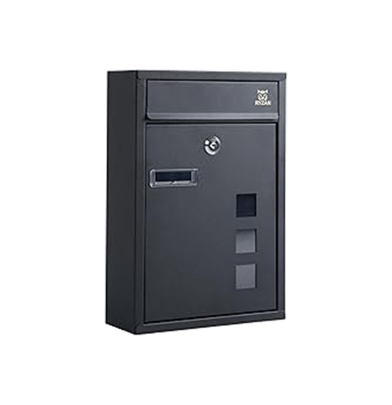 RYZAN Modern Delivery Steel Post Box Wall Mounted Mailbox Letterbox with Nameplate for External Use Lockable Weatherproof Easy to Install 8.5 x 21.5 x 32 cm Outdoor Post Mail Holder with Keys