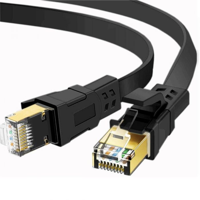FLAT 20m CAT8 SSTP Shielded 2000MHz 40Gbps High Speed Ethernet Cable RJ45 - Black