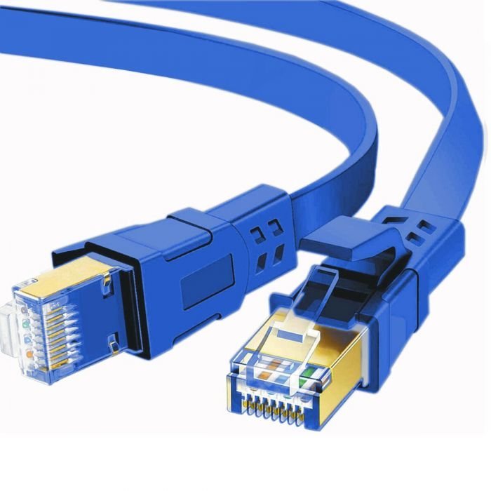FLAT 2m CAT8 SSTP Shielded 2000MHz 40Gbps High Speed Ethernet Cable RJ45 - Blue
